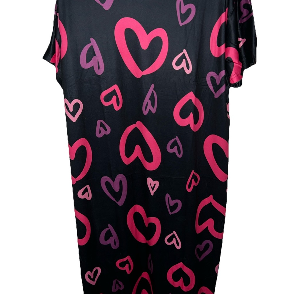 NEW Women’s Sleep Dress Black with Pink Heart Pattern